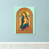 Botticelli (1445-1510) Madonna en kind op de troon Canvas Afdruk (Insitu (Houten vloer))
