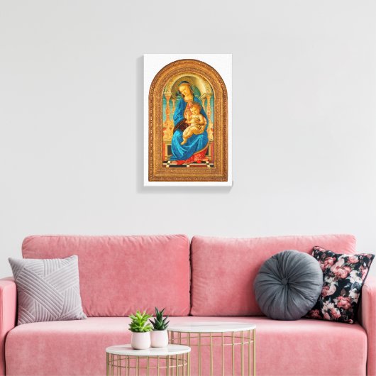 Botticelli (1445-1510) Madonna en kind op de troon Canvas Afdruk (Insitu (Woonkamer))