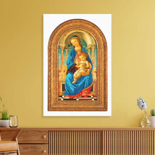 Botticelli (1445-1510) Madonna en kind op de troon Canvas Afdruk (Insitu (Woonkamer))