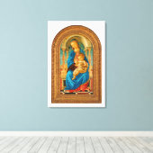 Botticelli (1445-1510) Madonna en kind op de troon Canvas Afdruk (Insitu (Houten vloer))