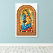 Botticelli (1445-1510) Madonna en kind op de troon Canvas Afdruk (Insitu (Houten vloer))