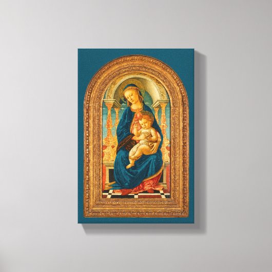 Botticelli (1445-1510) Madonna en kind op de troon Canvas Afdruk (Voorkant)