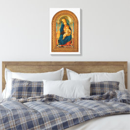 Botticelli (1445-1510) Madonna en kind op de troon Canvas Afdruk