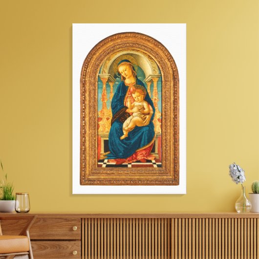 Botticelli (1445-1510) Madonna en kind op de troon Canvas Afdruk (Insitu (Woonkamer))