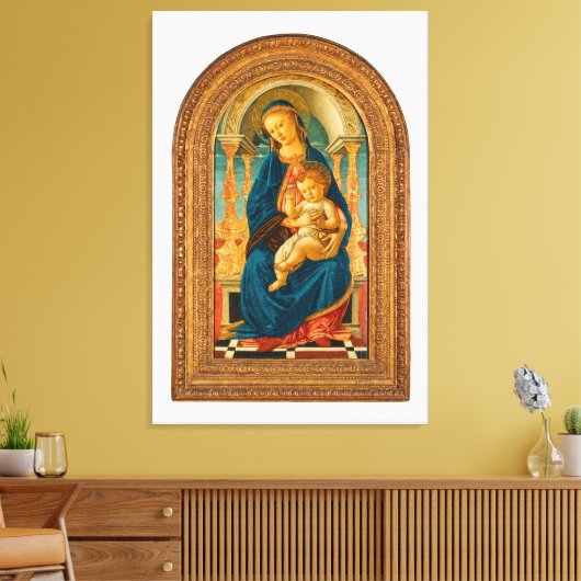 Botticelli (1445-1510) Madonna en kind op de troon Canvas Afdruk (Insitu (Woonkamer))