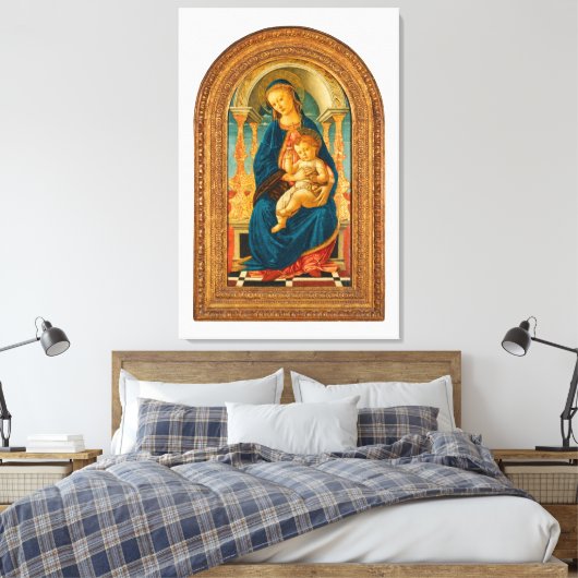 Botticelli (1445-1510) Madonna en kind op de troon Canvas Afdruk (Insitu (Slaapkamer))