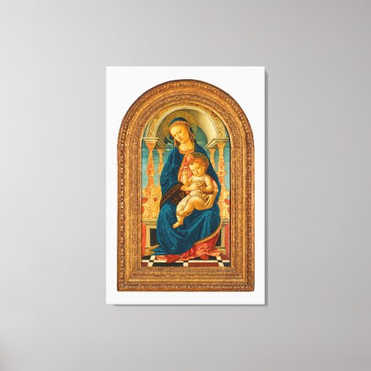 Botticelli (1445-1510) Madonna en kind op de troon Canvas Afdruk (Voorkant)