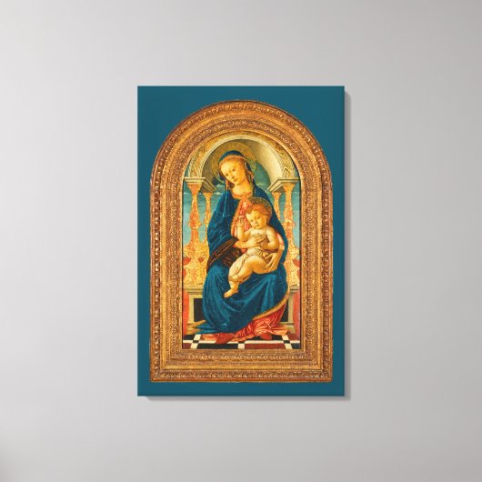 Botticelli (1445-1510) Madonna en kind op de troon Canvas Afdruk (Voorkant)