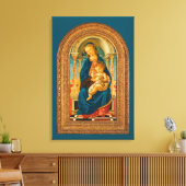 Botticelli (1445-1510) Madonna en kind op de troon Canvas Afdruk (Insitu (Woonkamer))