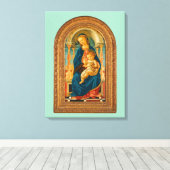 Botticelli (1445-1510) Madonna en kind op de troon Canvas Afdruk (Insitu (Houten vloer))