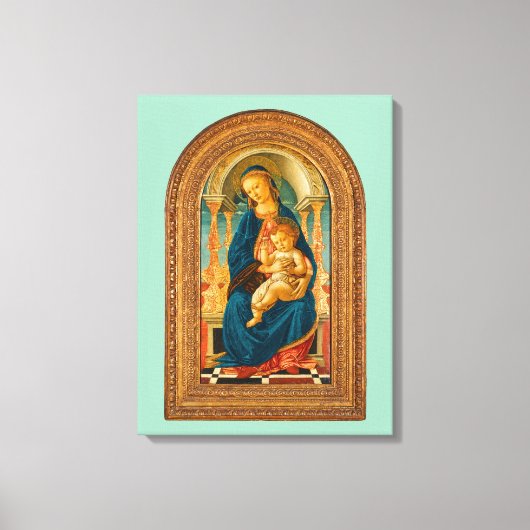 Botticelli (1445-1510) Madonna en kind op de troon Canvas Afdruk (Voorkant)