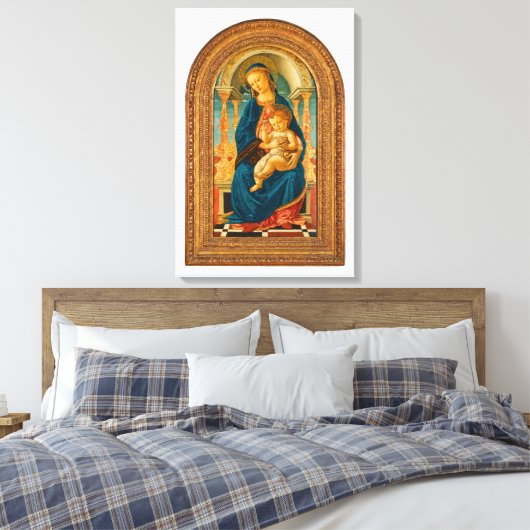 Botticelli (1445-1510) Madonna en kind op de troon Canvas Afdruk (Insitu (Slaapkamer))