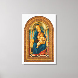 Botticelli (1445-1510) Madonna en kind op de troon Canvas Afdruk