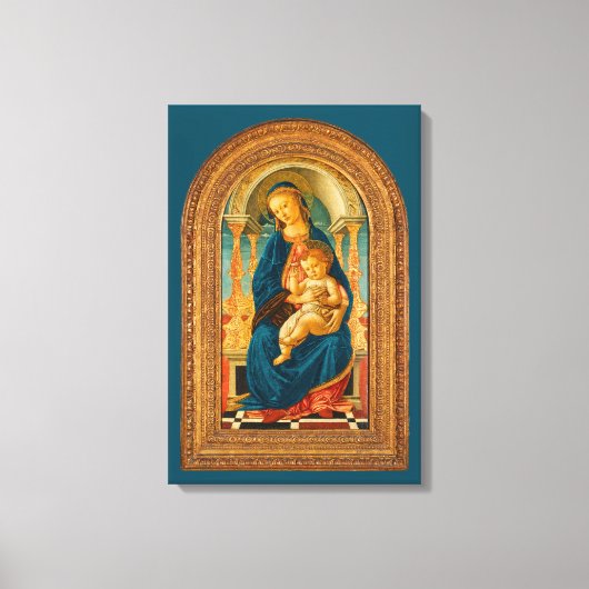 Botticelli (1445-1510) Madonna en kind op de troon Canvas Afdruk (Voorkant)