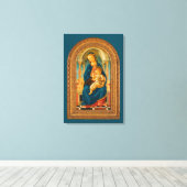 Botticelli (1445-1510) Madonna en kind op de troon Canvas Afdruk (Insitu (Houten vloer))
