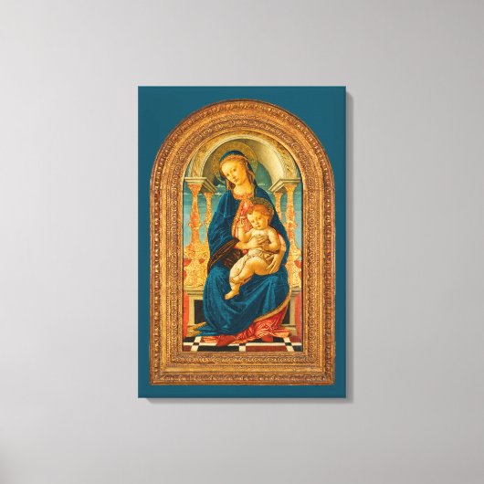 Botticelli (1445-1510) Madonna en kind op de troon Canvas Afdruk (Voorkant)