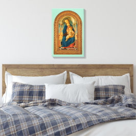 Botticelli (1445-1510) Madonna en kind op de troon Canvas Afdruk