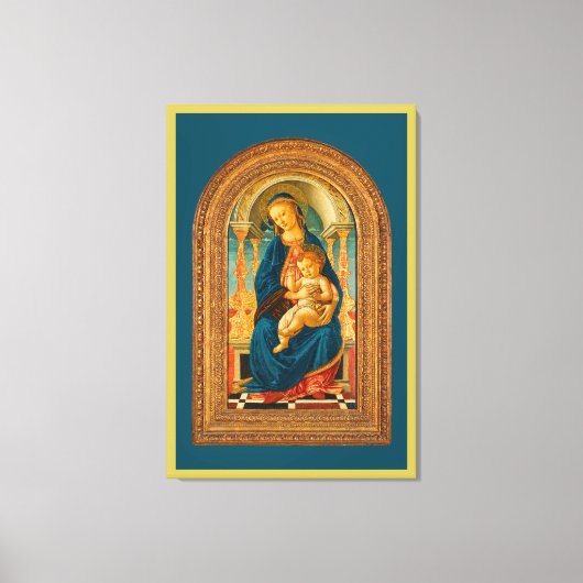 Botticelli (1445-1510) Madonna en kind op de troon Canvas Afdruk (Voorkant)