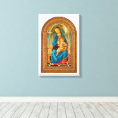 Botticelli (1445-1510) Madonna en kind op de troon Canvas Afdruk (Insitu (Houten vloer))
