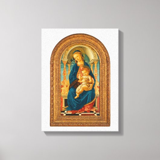 Botticelli (1445-1510) Madonna en kind op de troon Canvas Afdruk (Voorkant)