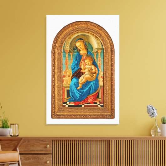 Botticelli (1445-1510) Madonna en kind op de troon Canvas Afdruk (Insitu (Woonkamer))