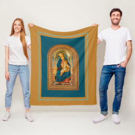 Botticelli (1445-1510) Madonna en kind op de troon Fleece Deken