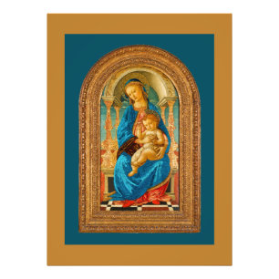 Botticelli (1445-1510) Madonna en kind op de troon Foto Afdruk