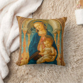 Botticelli (1445-1510) Madonna en kind op de troon Kussen (Deken)