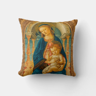 Botticelli (1445-1510) Madonna en kind op de troon Kussen