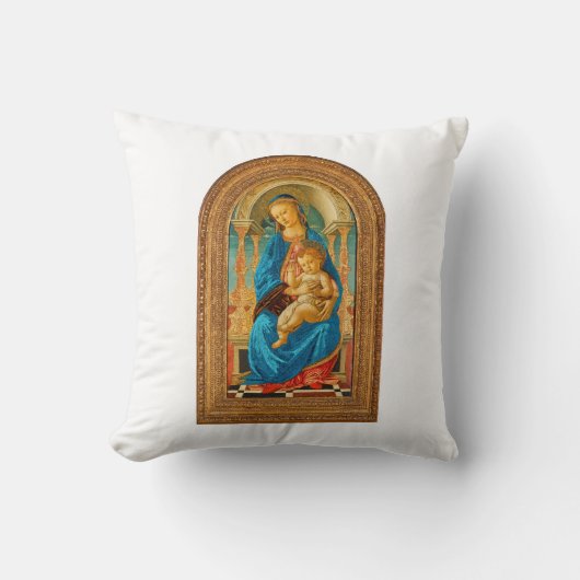 Botticelli (1445-1510) Madonna en kind op de troon Kussen (Voorkant)