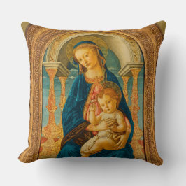 Botticelli (1445-1510) Madonna en kind op de troon Kussen