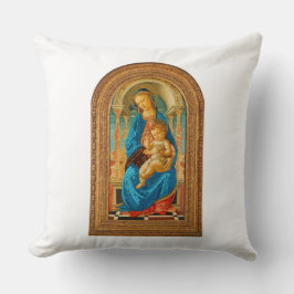 Botticelli (1445-1510) Madonna en kind op de troon Kussen