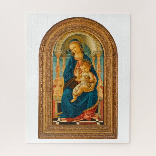 Botticelli (1445-1510) Madonna en kind op de troon Legpuzzel (Verticaal)