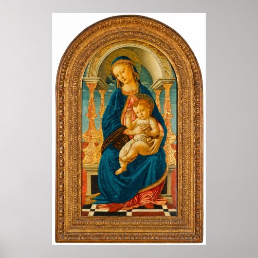Botticelli (1445-1510) Madonna en kind op de troon Poster (Voorkant)