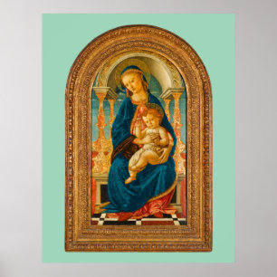 Botticelli (1445-1510) Madonna en kind op de troon Poster