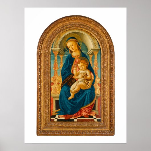 Botticelli (1445-1510) Madonna en kind op de troon Poster (Voorkant)
