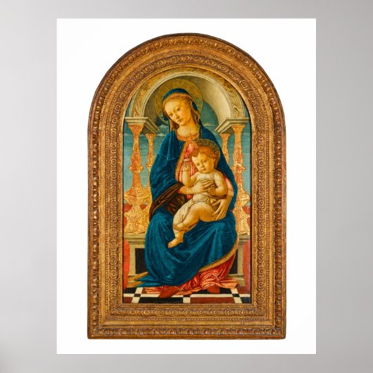 Botticelli (1445-1510) Madonna en kind op de troon Poster (Voorkant)