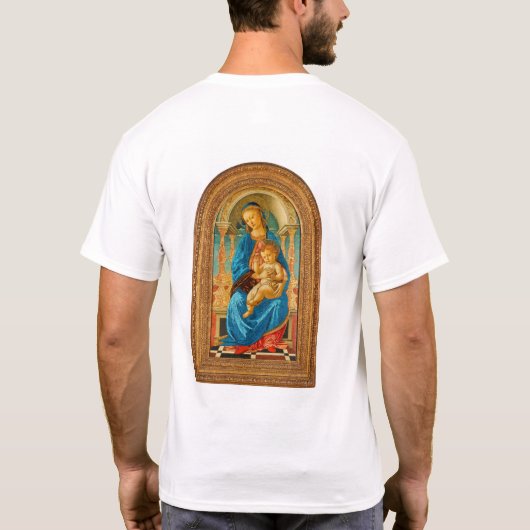 Botticelli (1445-1510) Madonna en kind op de troon T-shirt (Achterkant)