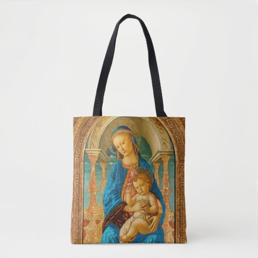 Botticelli (1445-1510) Madonna en kind op de troon Tote Bag (Voorkant)