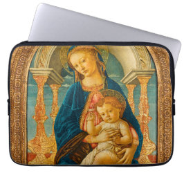 Botticelli (1445-1510) Madonna & Kind op een troon Laptop Sleeve