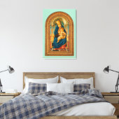 Botticelli (1445-1510) Madonna & Kind op Troon Canvas Afdruk (Insitu (Slaapkamer))