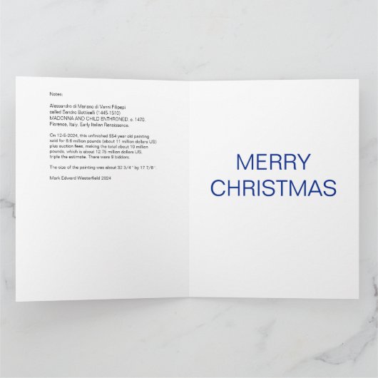 Botticelli 1470 Madonna en kind op de troon Bedankkaart (Binnen)