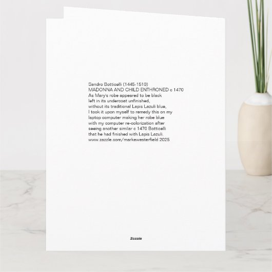 Botticelli 1470 Madonna en kind op de troon Bedankkaart (Achterkant)