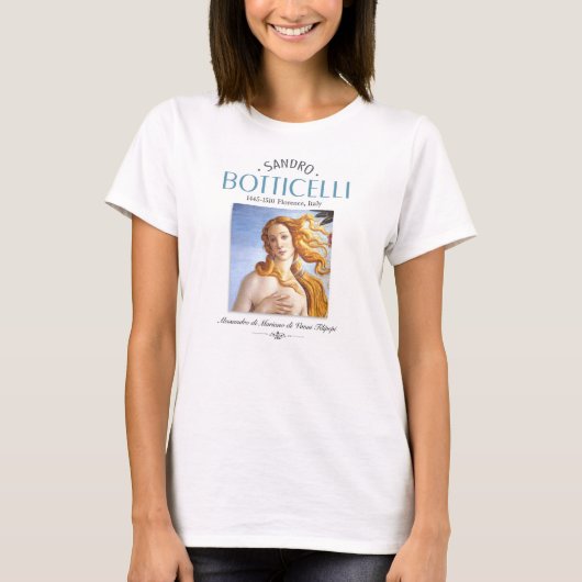 Botticelli Birth of Venus Painting and Painter Bio T-shirt (Voorkant)