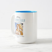 Botticelli Birth of Venus Painting and Painter Bio Tweekleurige Koffiemok (Voorkant links)