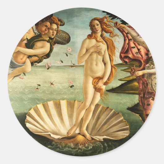 Botticelli Birth of Venus Renaissance Art Painting Ronde Sticker (Voorkant)