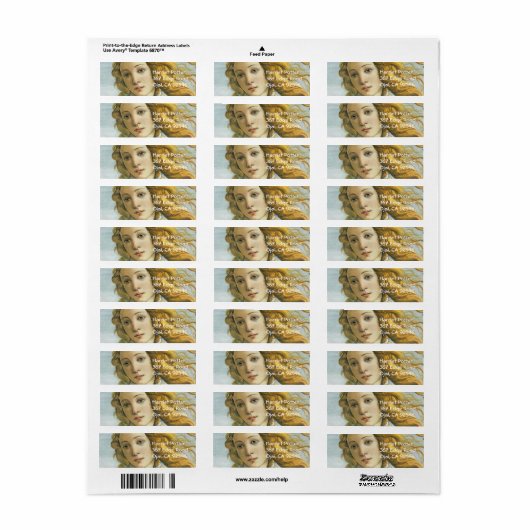 Botticelli Birth of Venus Renaissance Fine Art Etiket (Full Sheet)