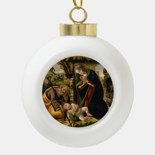 Botticelli ~ De aanbidding van het Christuskind ~ Keramische Bal Ornament