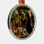 Botticelli ~ De aanbidding van het Christuskind ~ Metalen Ornament (Rechts)