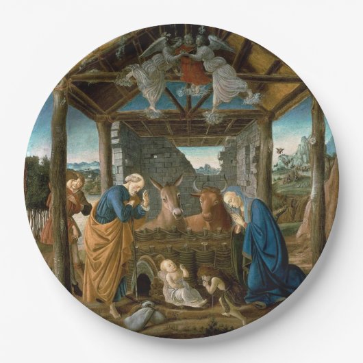 Botticelli - De Geboorte van Christus Papieren Bordje (Voorkant)